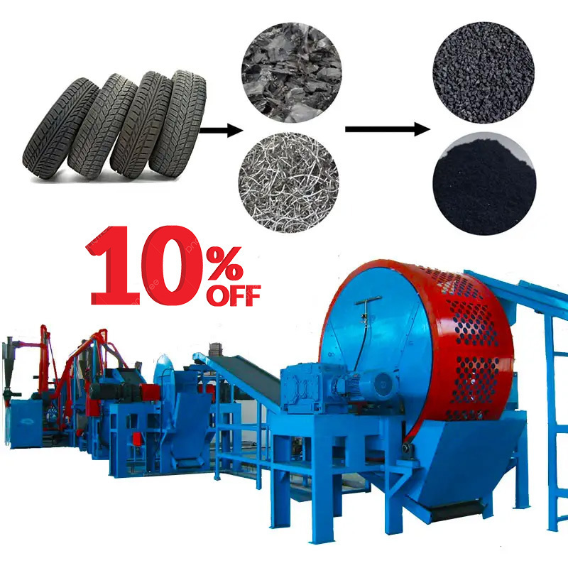 High Quality Waste Tyre Recycling Plant Machine Rubber Powder Used Tyre Manufacturing For Sale Diesel Engine Shredder Tire