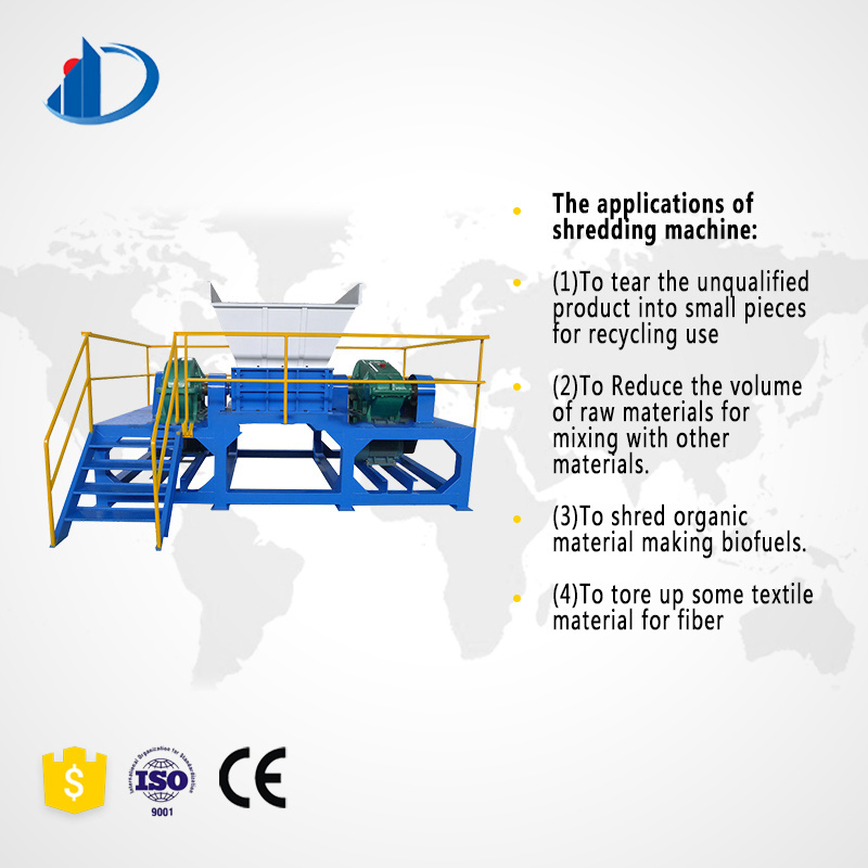 Heavy Duty Wood Pallet Industrial Paper Used Tire Metal Twin Shaft Shredder For Sale