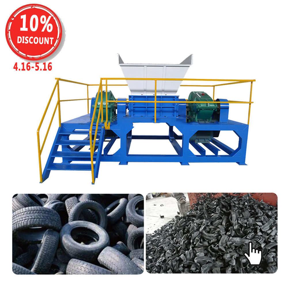 Heavy Duty Wood Pallet Industrial Paper Used Tire Metal Twin Shaft Shredder For Sale