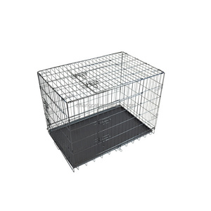 Wholesale of large folding dog cages, durable black metal pet crates for outdoor use, detachable for sale