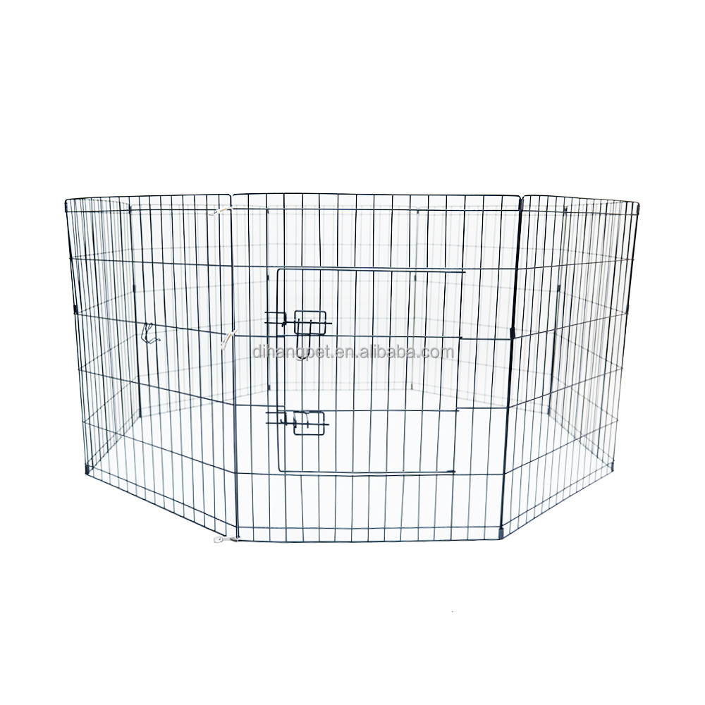 Medium size stainless steel kennel pet cage, travel metal double door folding indoor and outdoor small dog game fence with parti