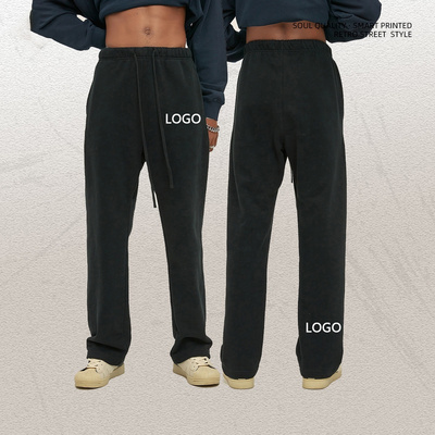 Custom Logo Cotton Straight Leg Jogger SweatPants Loose Blank Wide Leg Sweatpants Men