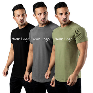 Mens Performance Custom Logo Fitness Gym T-shirt 95 Cotton 5 Spandex Sport Workout Gym Fitness T Shirts Short Sleeve Blank