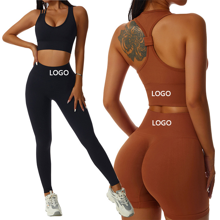 5 Piece Athletic Seamless Yoga Wear Leggings Set Scrunch Bum Gym Set for Women Workout Yoga Sets Fitness Women Plus Size