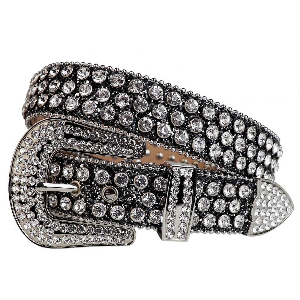 Women's Luxury White Rhinestones Belt BB Simon Belts Rhinestone Men Crystal Cowboy Bling Studded Leather Belt for Jeans Pants