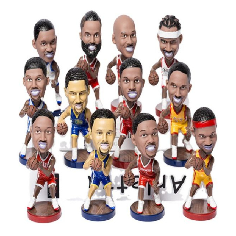 All Star Figure PVC Basketball Star Sculpture Decoration Action Figure Movement Head Statue