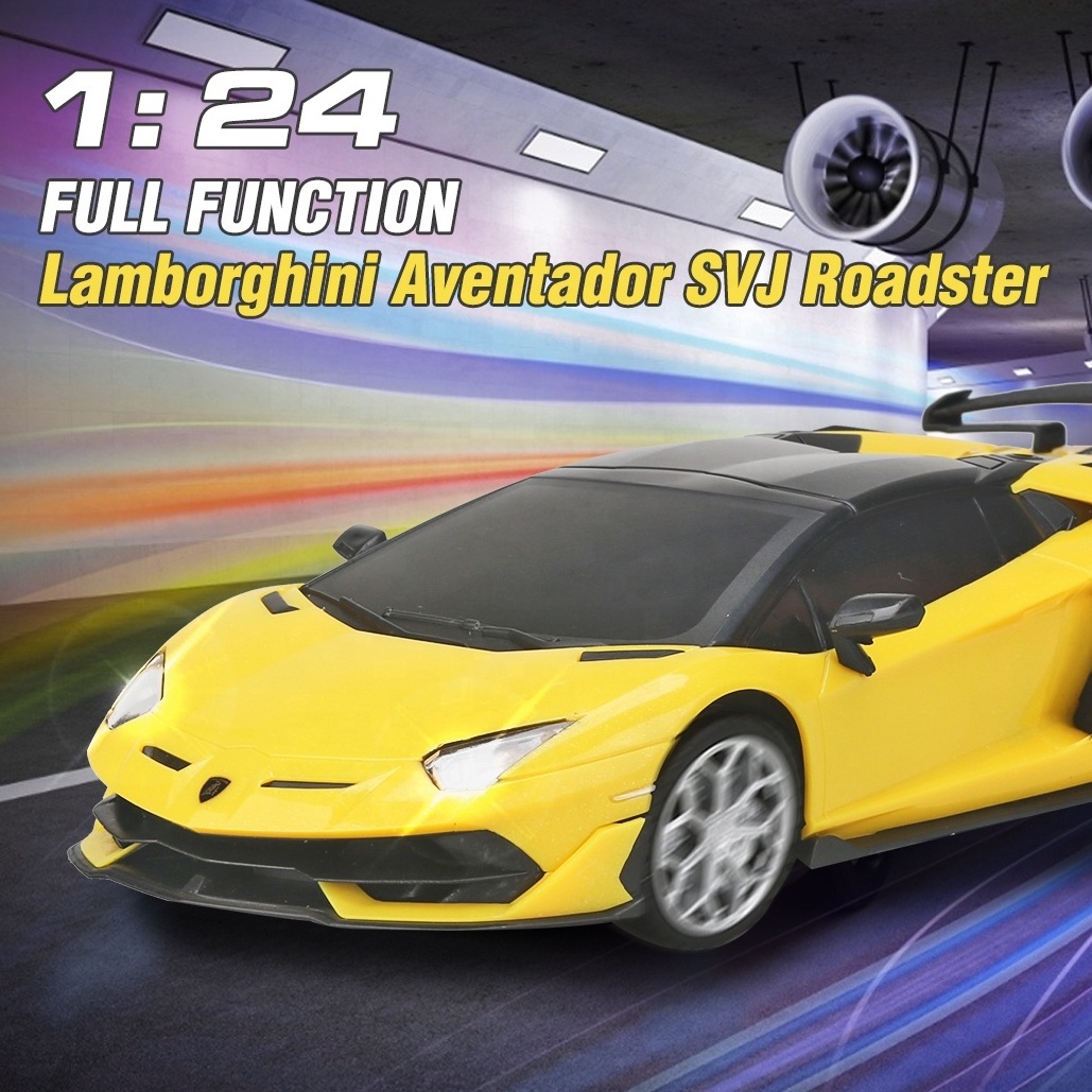 1:24 Scale Official Licensed Remote Control Car Lamborghini Aventador Svj Roadster RC Sport Racing Toy Car Model with Headlight