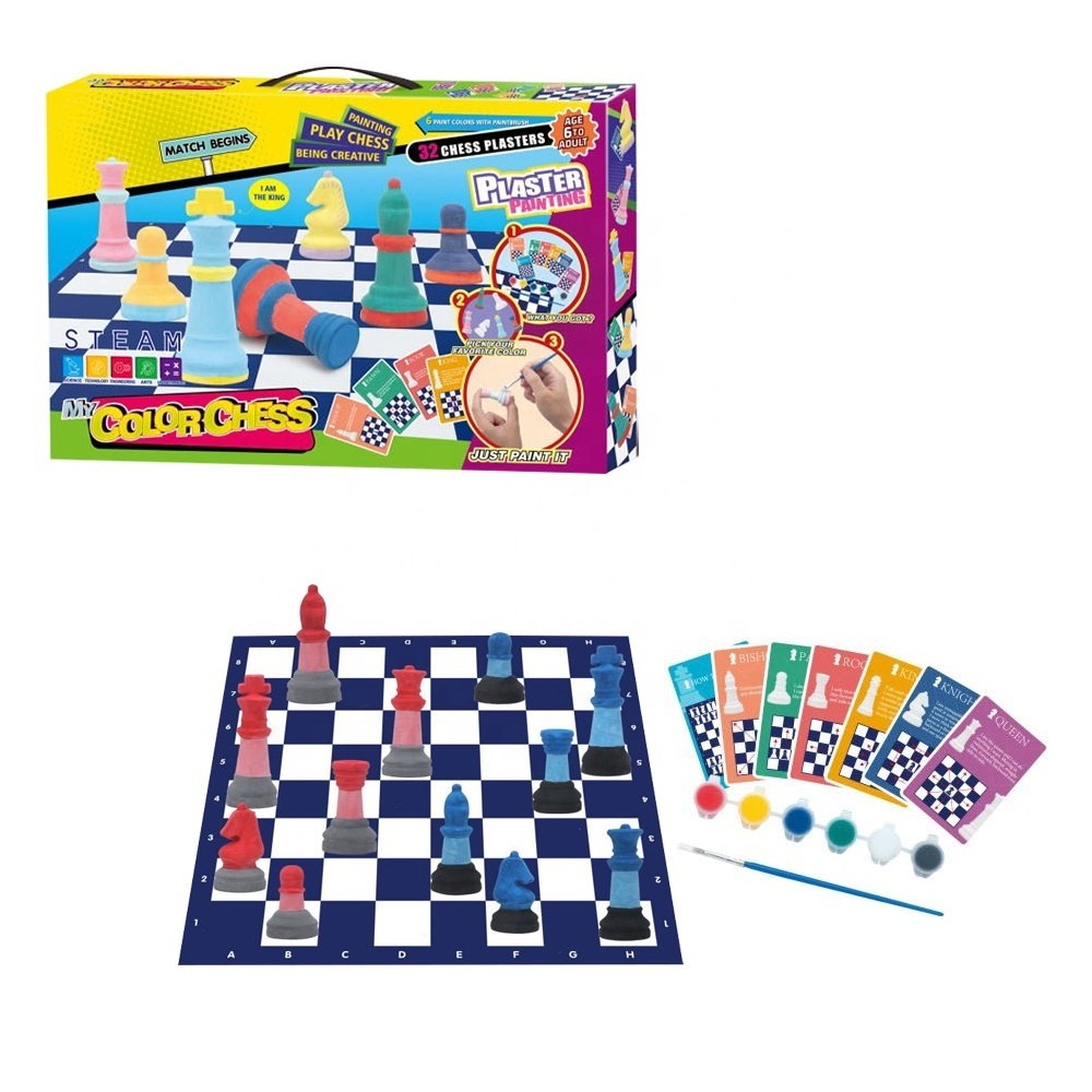 Mould and Paint Craft Kit DIY Plaster Painting Chessboard Plaster Color Painting Educational Toys for Kids