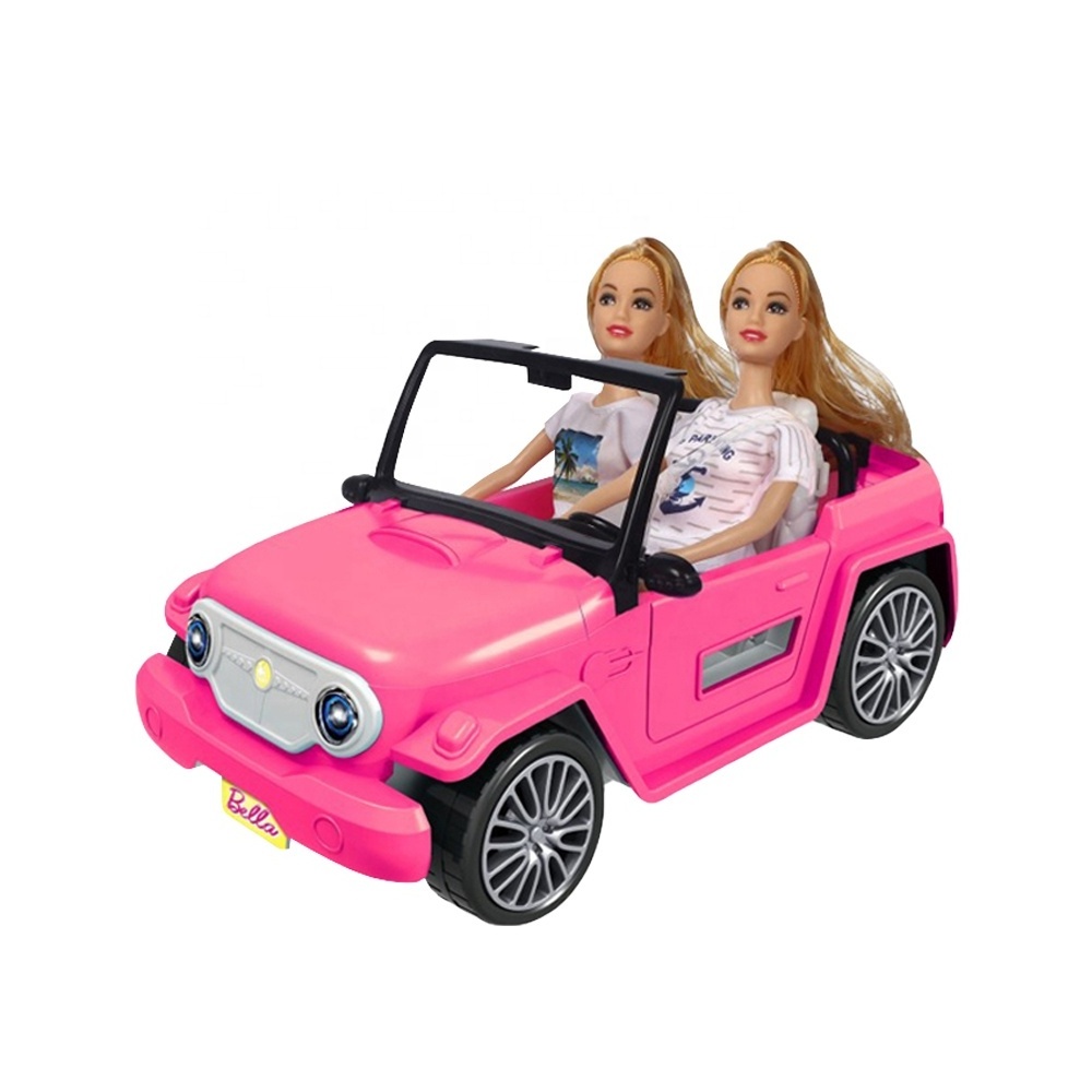 Hot Sale 11 Inch Plastic Doll Toy with Freewheel Car for Girls, Fashion Doll in Double Seat Convertible Car Doll Set