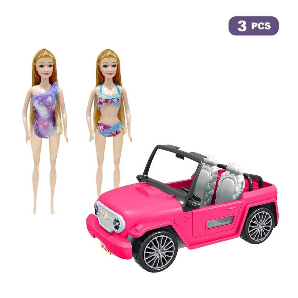 Hot Sale 11 Inch Plastic Doll Toy with Freewheel Car for Girls, Fashion Doll in Double Seat Convertible Car Doll Set