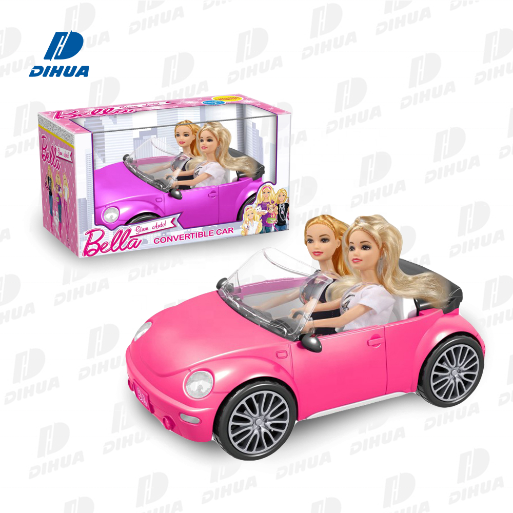 2 Seats Convertible Car Set with Doll, 11 Inch Solid Fashion Doll Sets for Girls Plastic Fashion Doll Freewheel Car