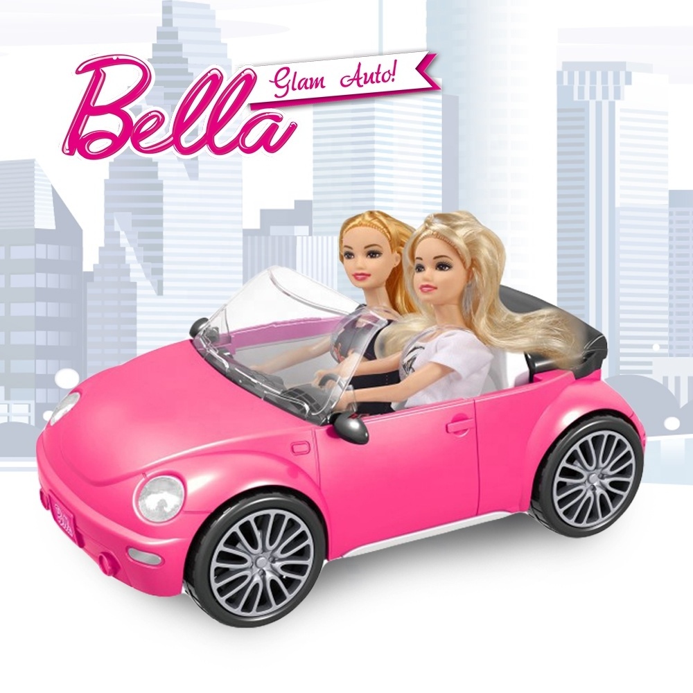 2 Seats Convertible Car Set with Doll, 11 Inch Solid Fashion Doll Sets for Girls Plastic Fashion Doll Freewheel Car