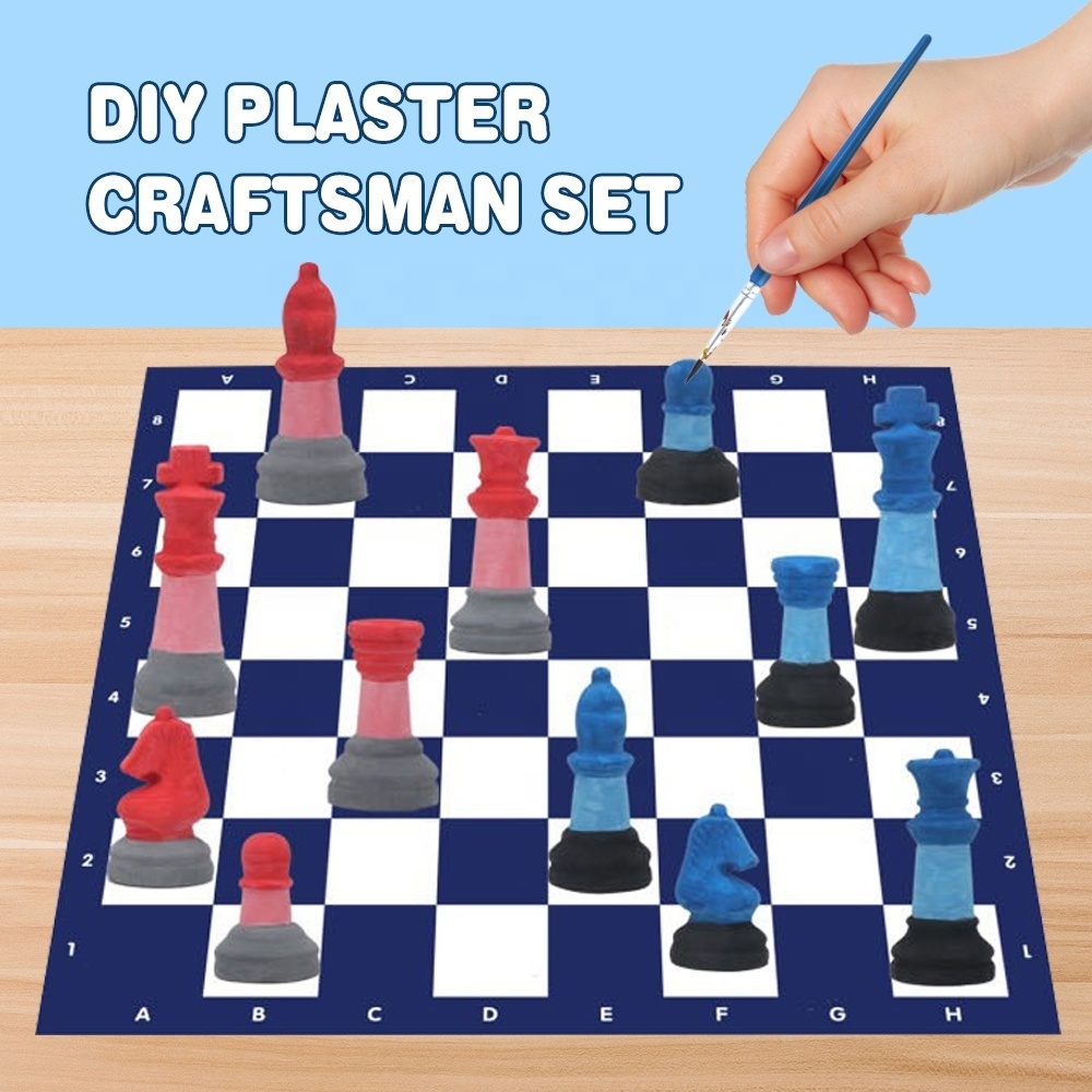 Mould and Paint Craft Kit DIY Plaster Painting Chessboard Plaster Color Painting Educational Toys for Kids