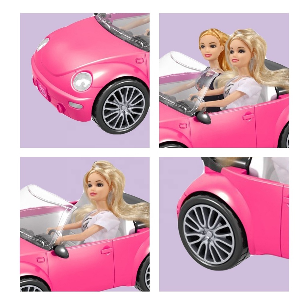 2 Seats Convertible Car Set with Doll, 11 Inch Solid Fashion Doll Sets for Girls Plastic Fashion Doll Freewheel Car