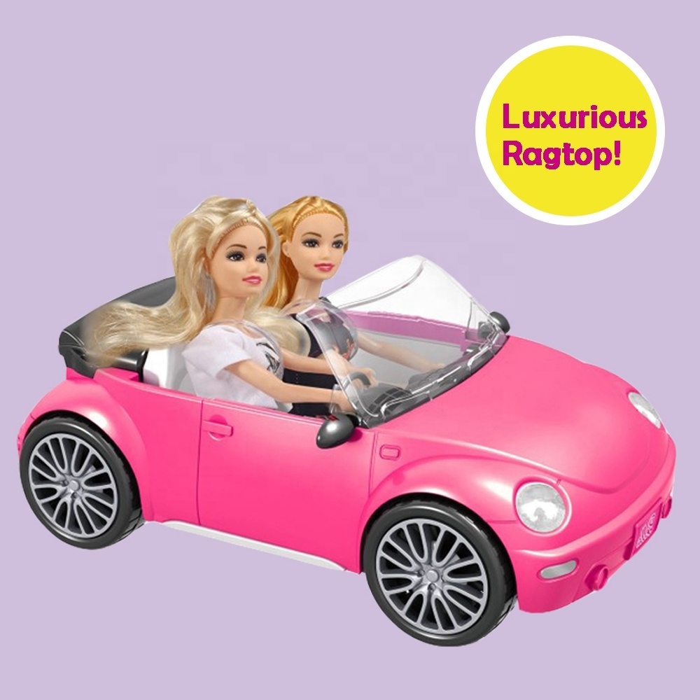 2 Seats Convertible Car Set with Doll, 11 Inch Solid Fashion Doll Sets for Girls Plastic Fashion Doll Freewheel Car