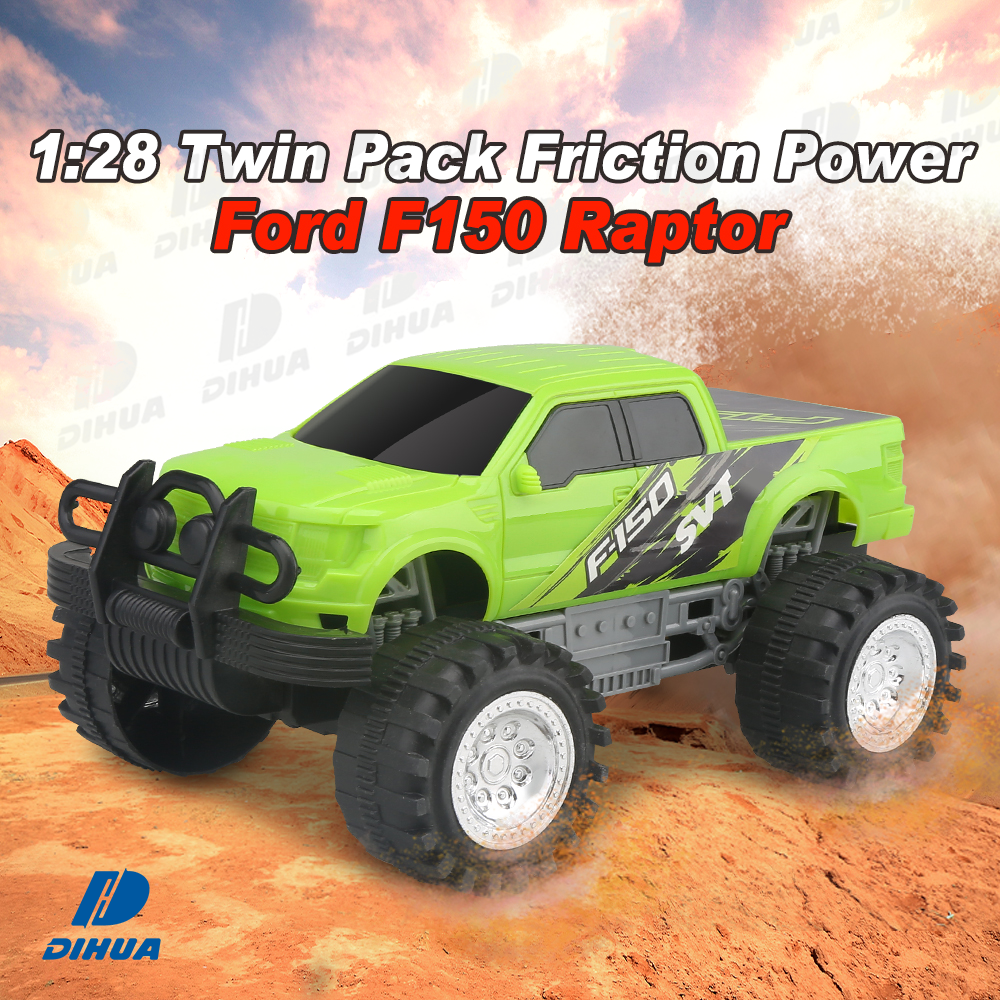 1:28 2pcs Twin Pack Play Set Friction Power Vehicle Ford F150 Raptor Official Licensed Wheels Toy Car Truck Off-Road Juguete