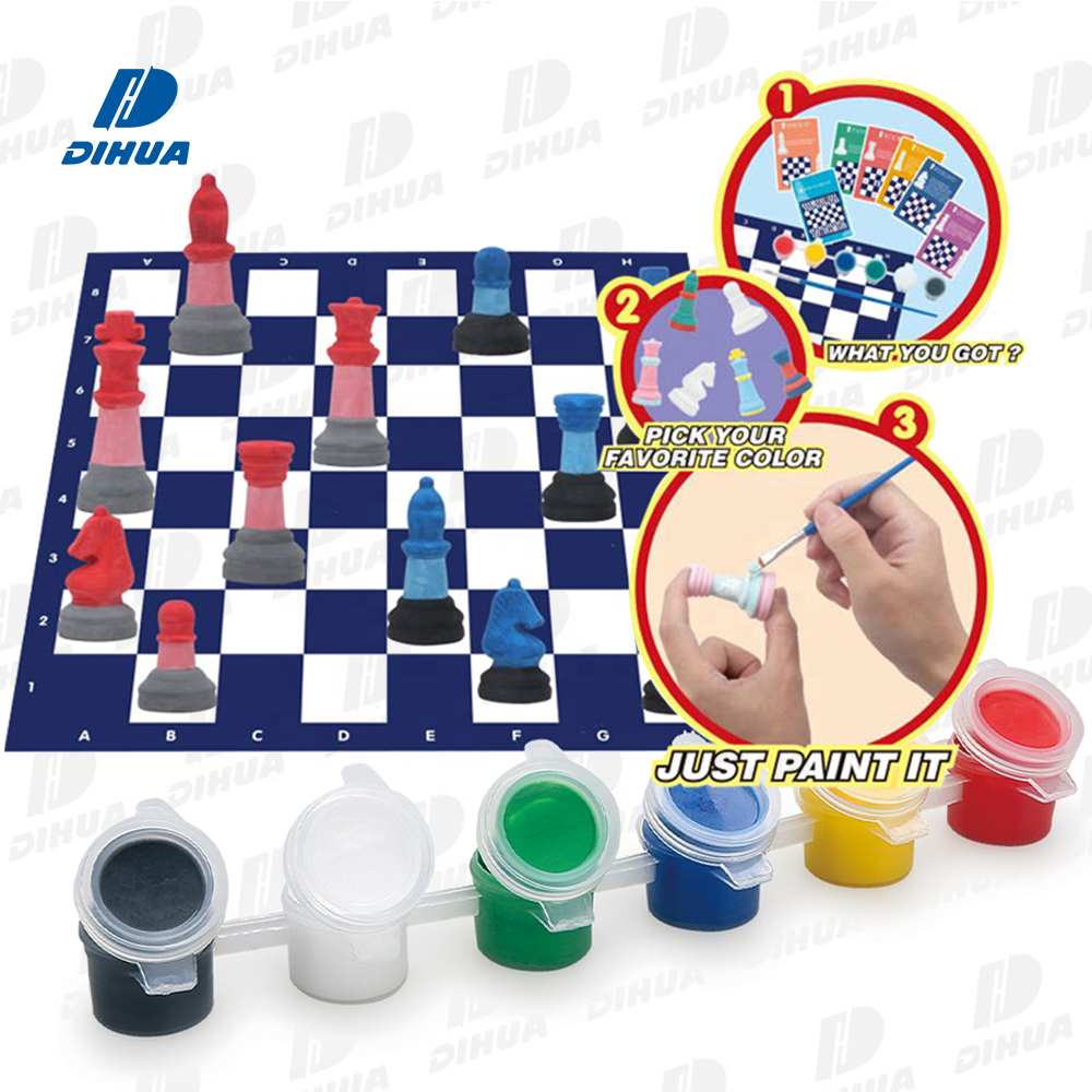 Mould and Paint Craft Kit DIY Plaster Painting Chessboard Plaster Color Painting Educational Toys for Kids