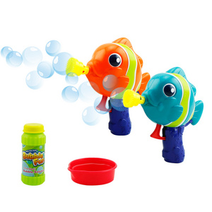 Bubble Fun Wind-Up Power Function Clown Fish bubble gun with tray and foam water (no Batteries Needed)