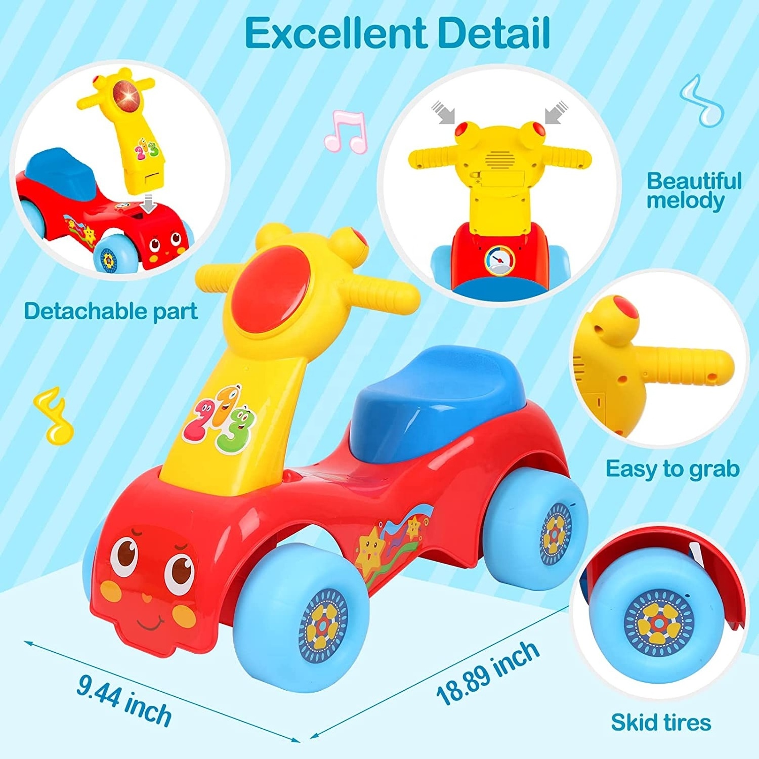 High Quality Ride on Car Music Toy Toddler Walker Cartoon Drive Toy Sit to Stand Baby Walker Ride on Car for Kids