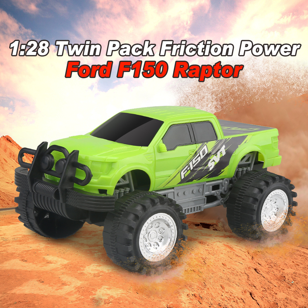 1:28 Official Licensed Ford F150 Raptor Kids Electric Toy Vehicle Twin Pack Friction Wheels Power Car Off Road Truck