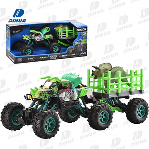 2.4G 1:14 4 Channels RC Dinosaur Carry Truck Toy Dinosaur Transporter Six Wheels Two Modes Switch Dinosaur Vehicle Toy