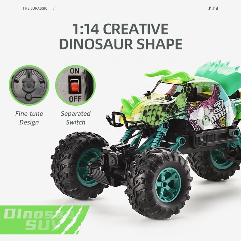 2.4G 1:14 4 Channels RC Dinosaur Carry Truck Toy Dinosaur Transporter Six Wheels Two Modes Switch Dinosaur Vehicle Toy