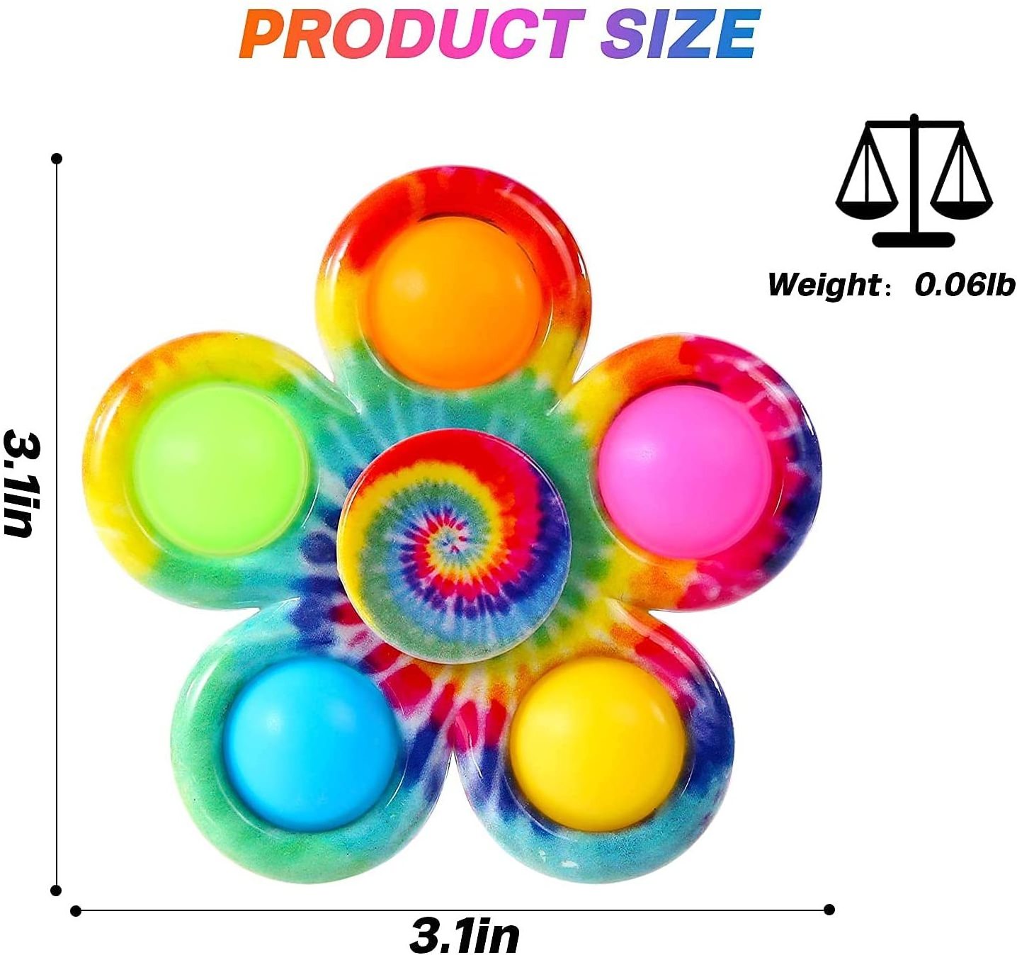 Push Pop Fidget Hand Spinner Stress Relief Colorful Fidget Finger Spinner Popping Sensory Fidget Toy Push Bubble