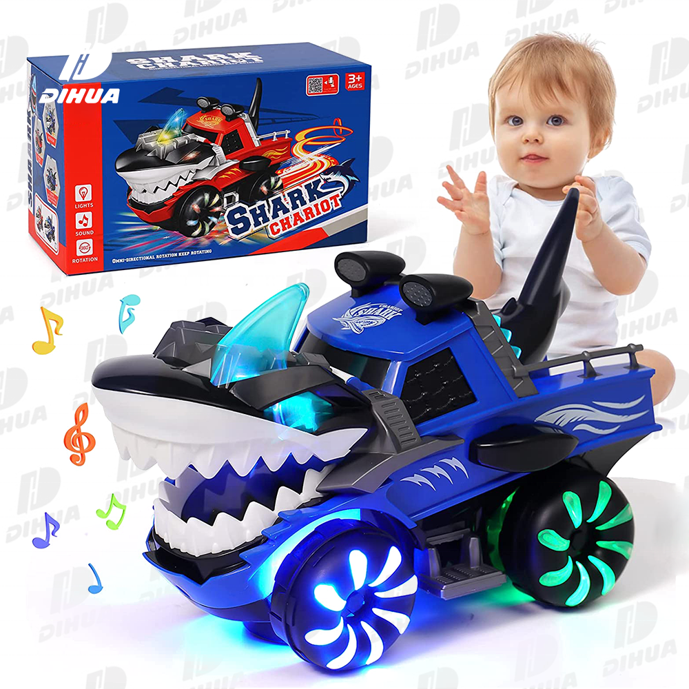 Battery Powered Car Shark Monster Trucks for Kids, Big Shark Car Lights Up Toy with Sounds Children Vehicle Monster Truck