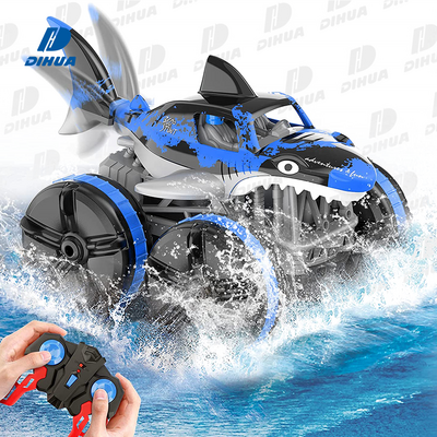 RC Shark Car 2.4 Ghz Amphibious Stunt Car Remote Control All Terrain 360 Degree Spin Stunt Car for Kids