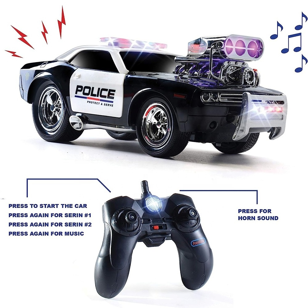 Hot Sale Cool RC Police Car for Kids RC Car Remote Control Toys 6 Channels Police Car Toys with Lights and Siren