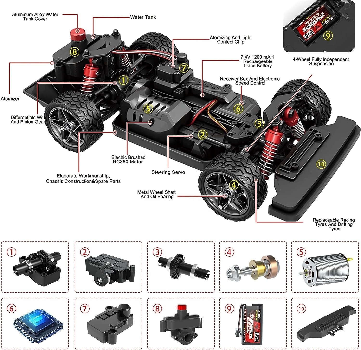 1/14 Scale High Speed Remote Control Car Drift Tyre 4WD RC Drifting Racing Cars Fast RC Hobby Vehicle Toy with Lights