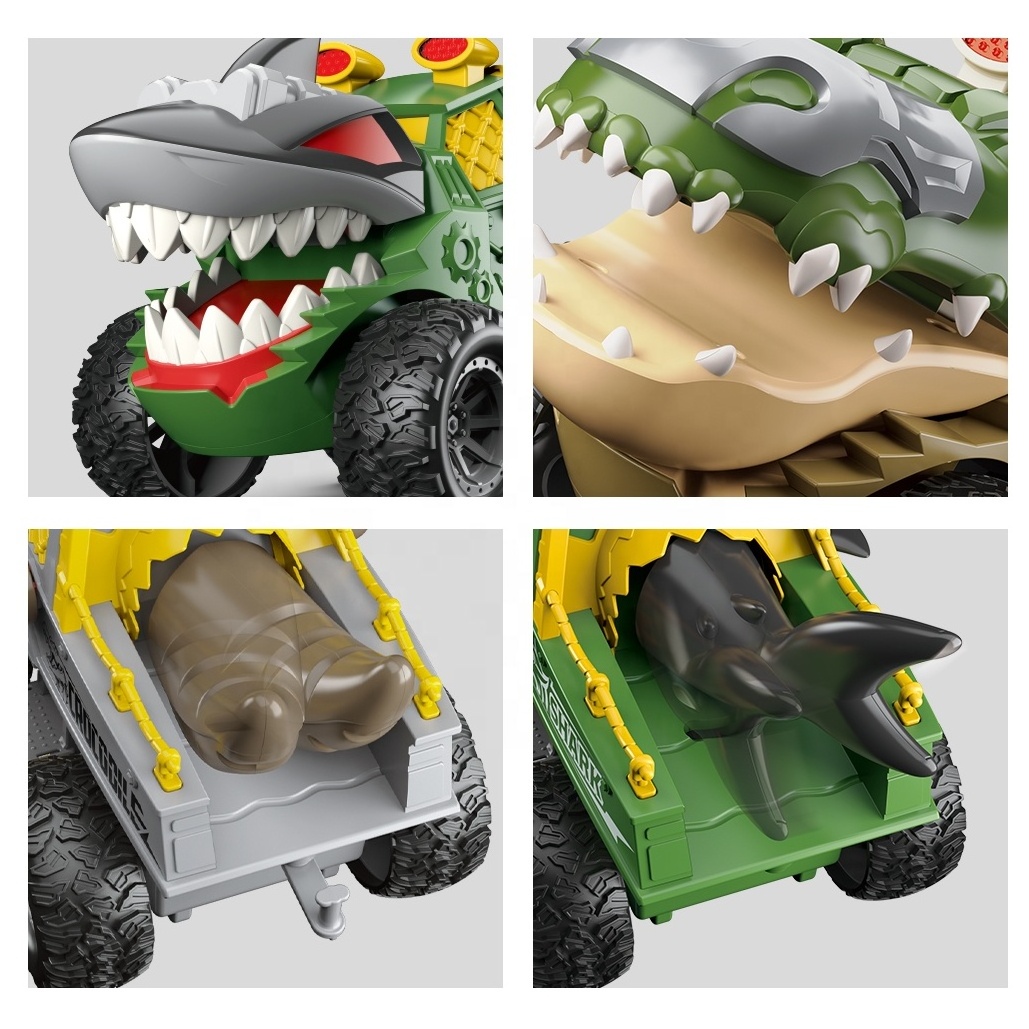 Friction Toy Vehicle Plastic Shark Car Toy Hand Pull Inertia Walking Toy with Tail Wagging and Mouth Open Function