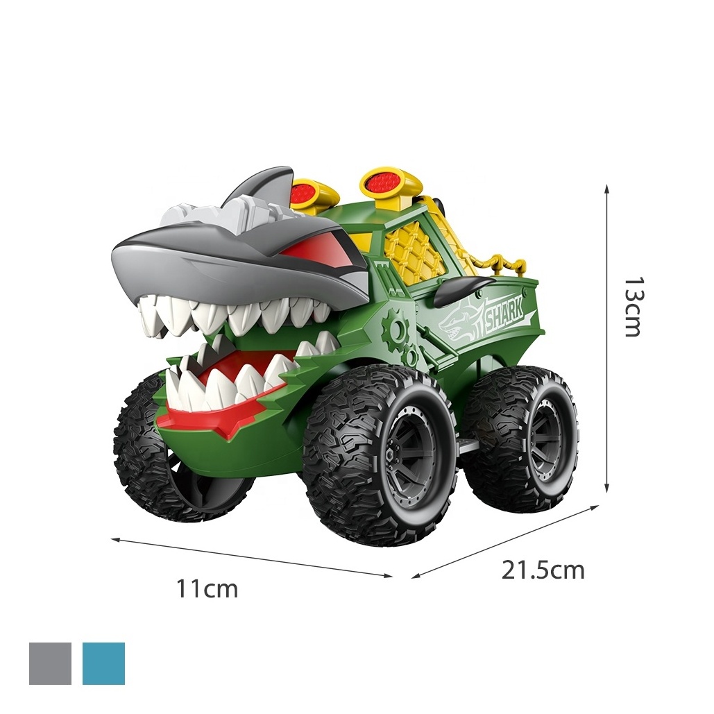 Friction Toy Vehicle Plastic Shark Car Toy Hand Pull Inertia Walking Toy with Tail Wagging and Mouth Open Function