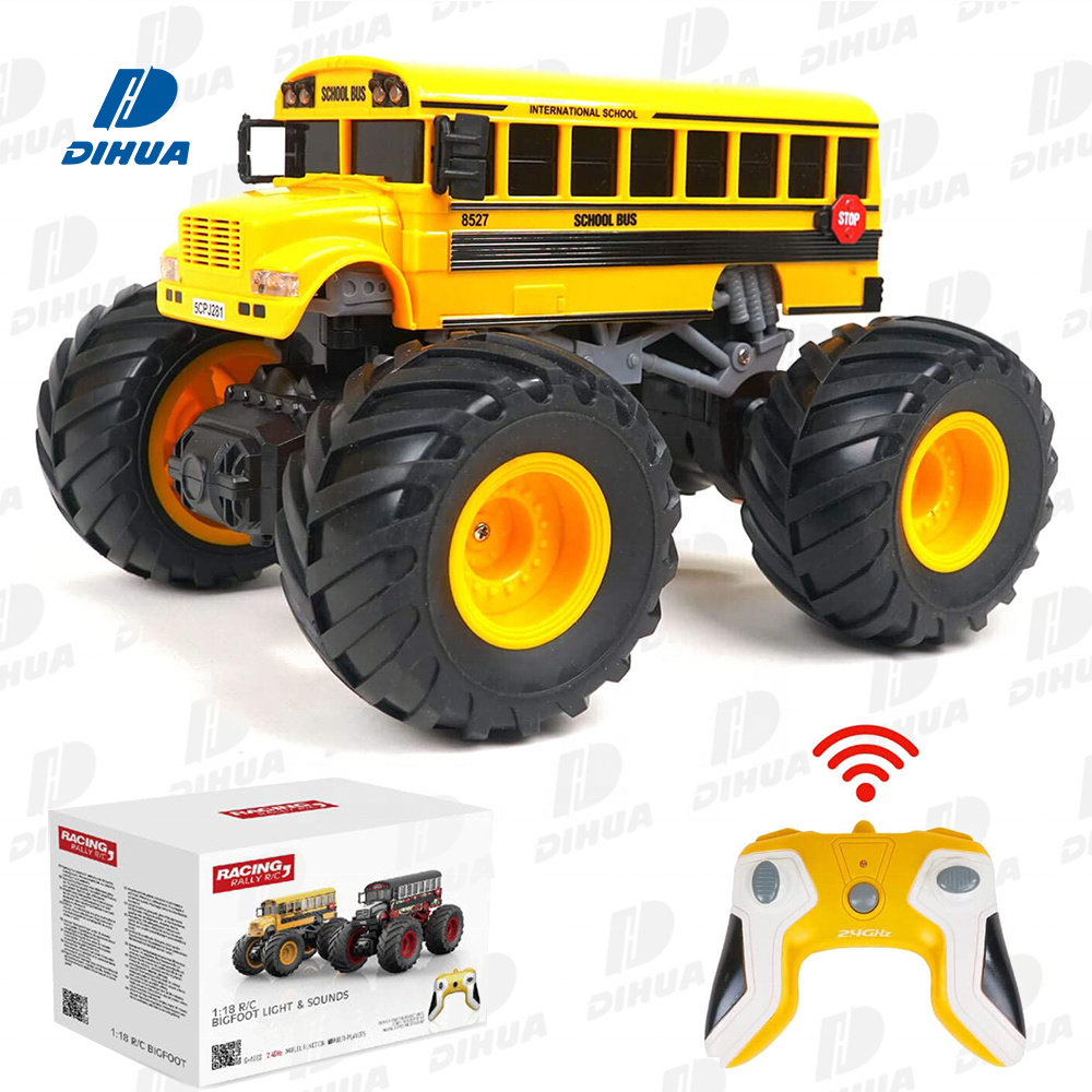 1:18 Scale 2.4GHz Remote Control Truck RC Hobby School Bus Offroad Truck with LED and Sound All Terrain Crawler Vehicle