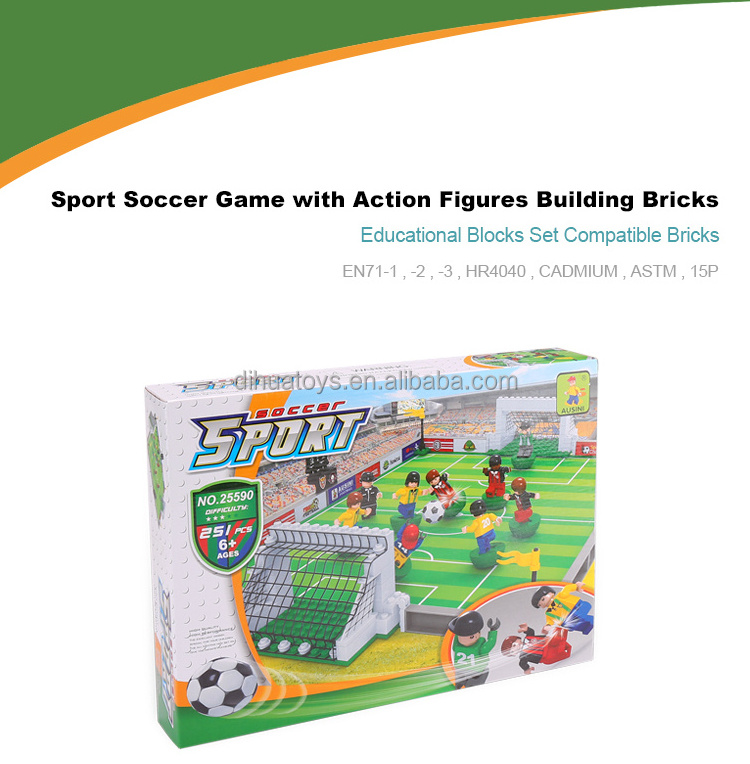 Stem Toy Set Compatible Building Block Toy 251 PCS , 8 Soccer Players with Goal Nets and Soccer Field Learning Game for Kids 6+ with Large Brand Building Blocks