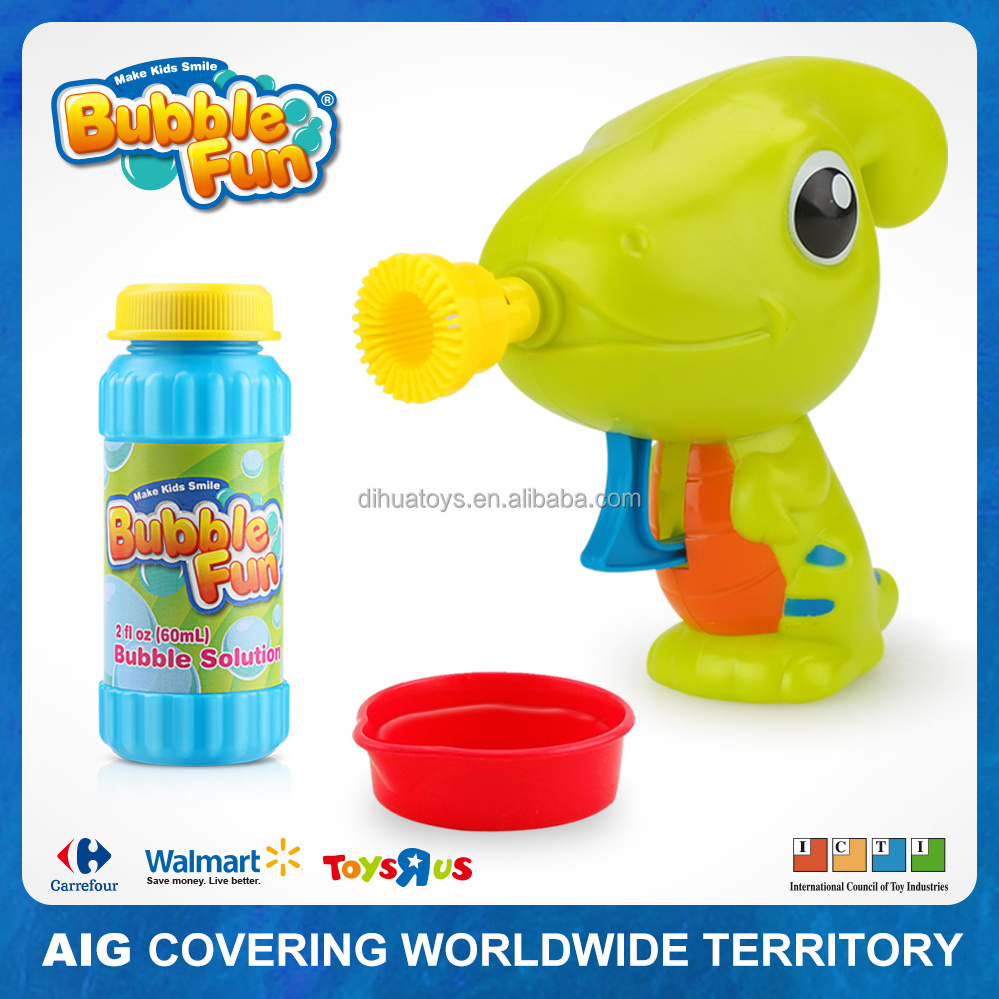 Bubble Fun Dip & Blow Soap Water Manual Bubble Gun , Friction Power Dinosaur Bubble Toy for Kids, Summer Outdoor