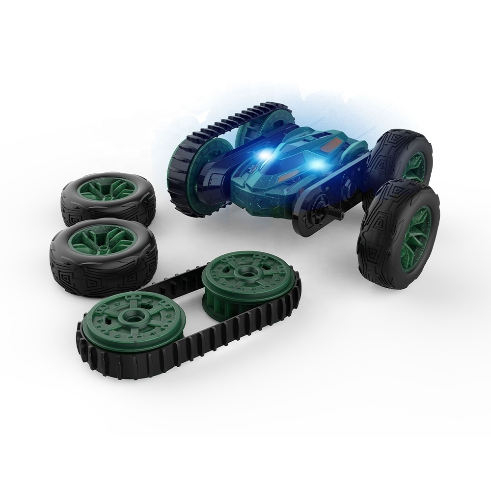 2 in 1 RC Cars Hobby 360 Degree Rotating Car with Light Remote Control Auto Balance Replace the Track Double Side Stunt for Kids