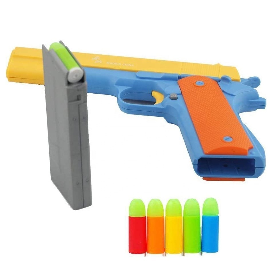 Kids Toy Pistol Soft Bullet Hand Pistol Gun Toy Foam Dart Gun Set 11pcs with Luminous Colorful Bullet Weapons Toys