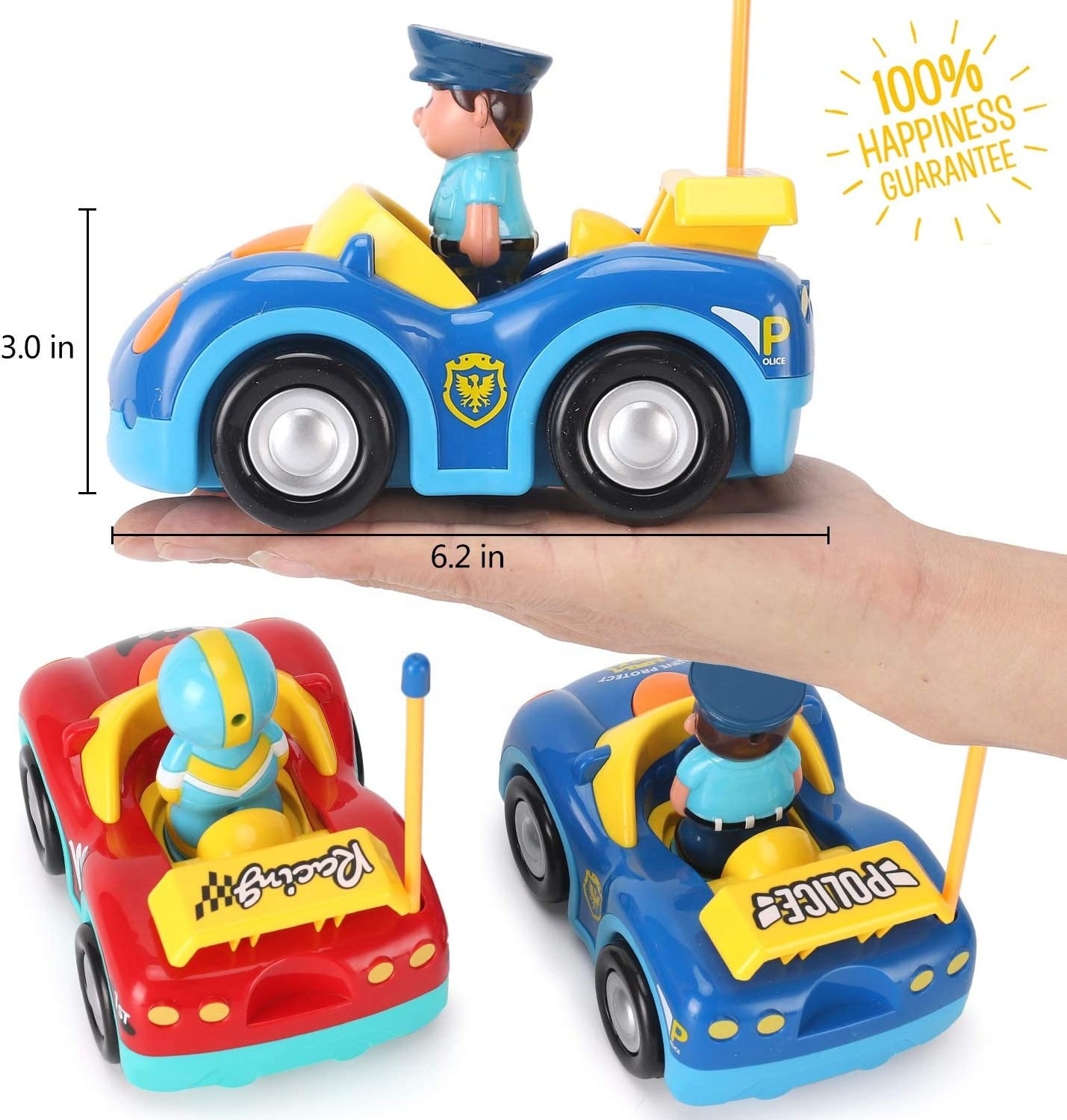 Remote Control Cartoon Race Car Toys for Kids 2 Channels RC Racing Car with Removable Driver Figurines Small Toy Car MinI