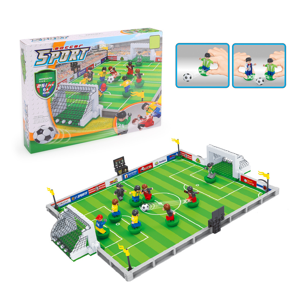 Stem Toy Set Compatible Building Block Toy 251 PCS , 8 Soccer Players with Goal Nets and Soccer Field Learning Game for Kids 6+ with Large Brand Building Blocks