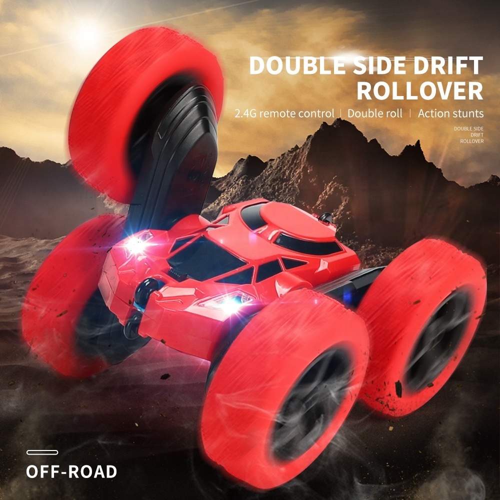 2.4Ghz 6 Channels RC Twists Car Multifunctional Stunt Car & Light Radio Control Double Sided 360 Degree Rotating 4WD Stunt Car