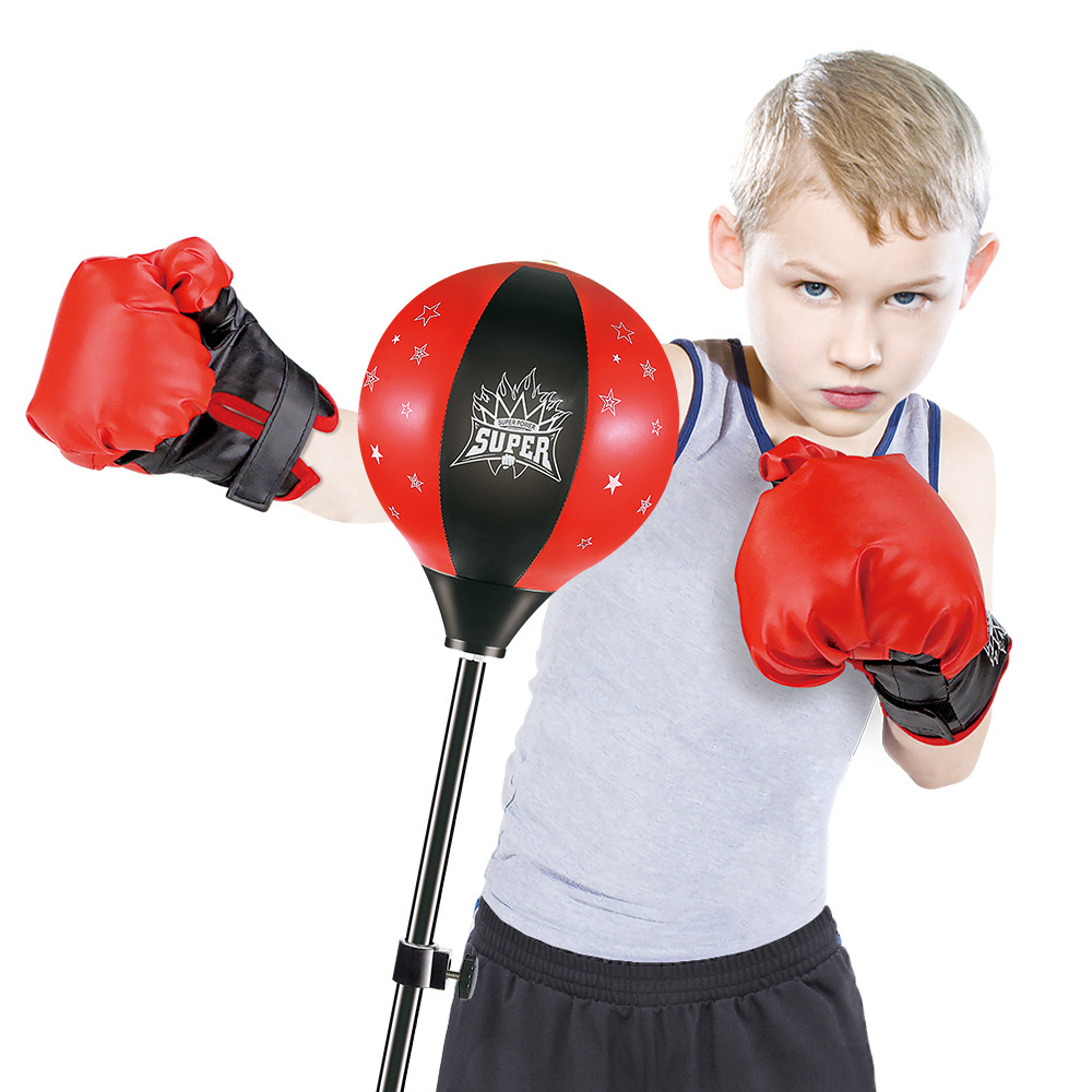 Kids Exercise Trainer Sport Boxing Sets with Boxing Gloves & Height Adjustable Stand Kids Boxing Bag Set Toy Indoor Outdoor Toy