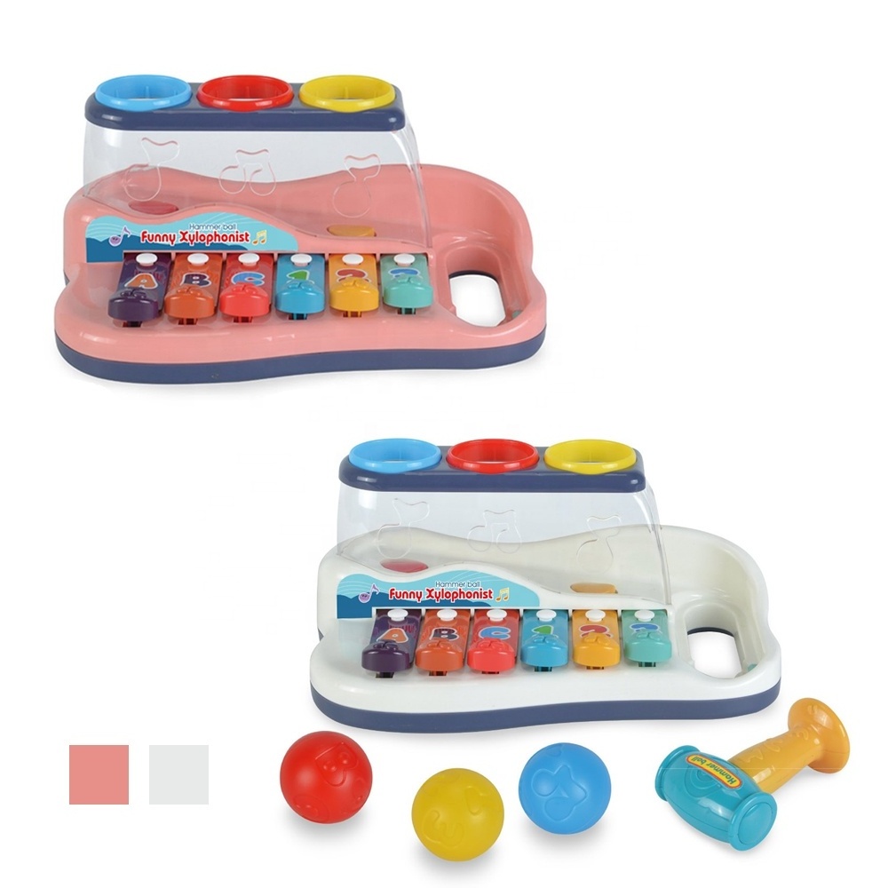 Colorful Funny Xylophone 6 Keys Cartoon Musical Hammer Toy for Baby Educational Music Baby Set