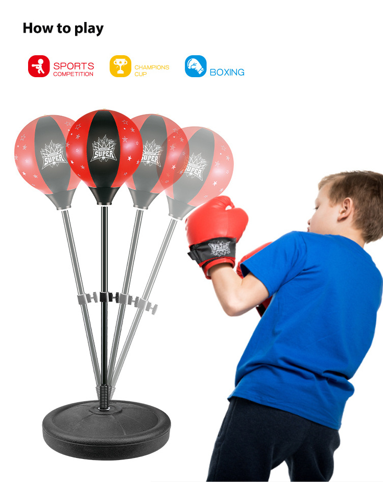 Kids Exercise Trainer Sport Boxing Sets with Boxing Gloves & Height Adjustable Stand Kids Boxing Bag Set Toy Indoor Outdoor Toy