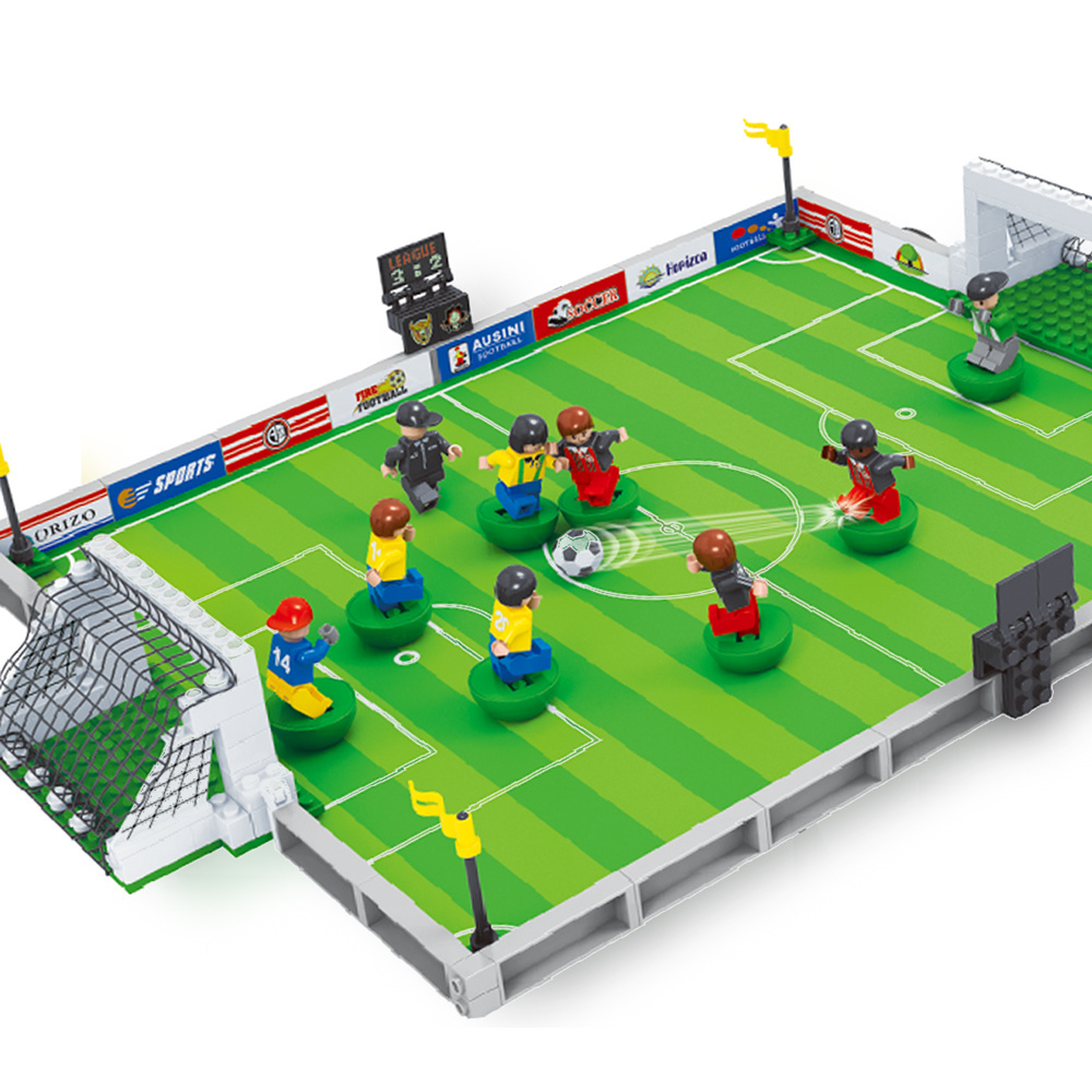 Stem Toy Set Compatible Building Block Toy 251 PCS , 8 Soccer Players with Goal Nets and Soccer Field Learning Game for Kids 6+ with Large Brand Building Blocks