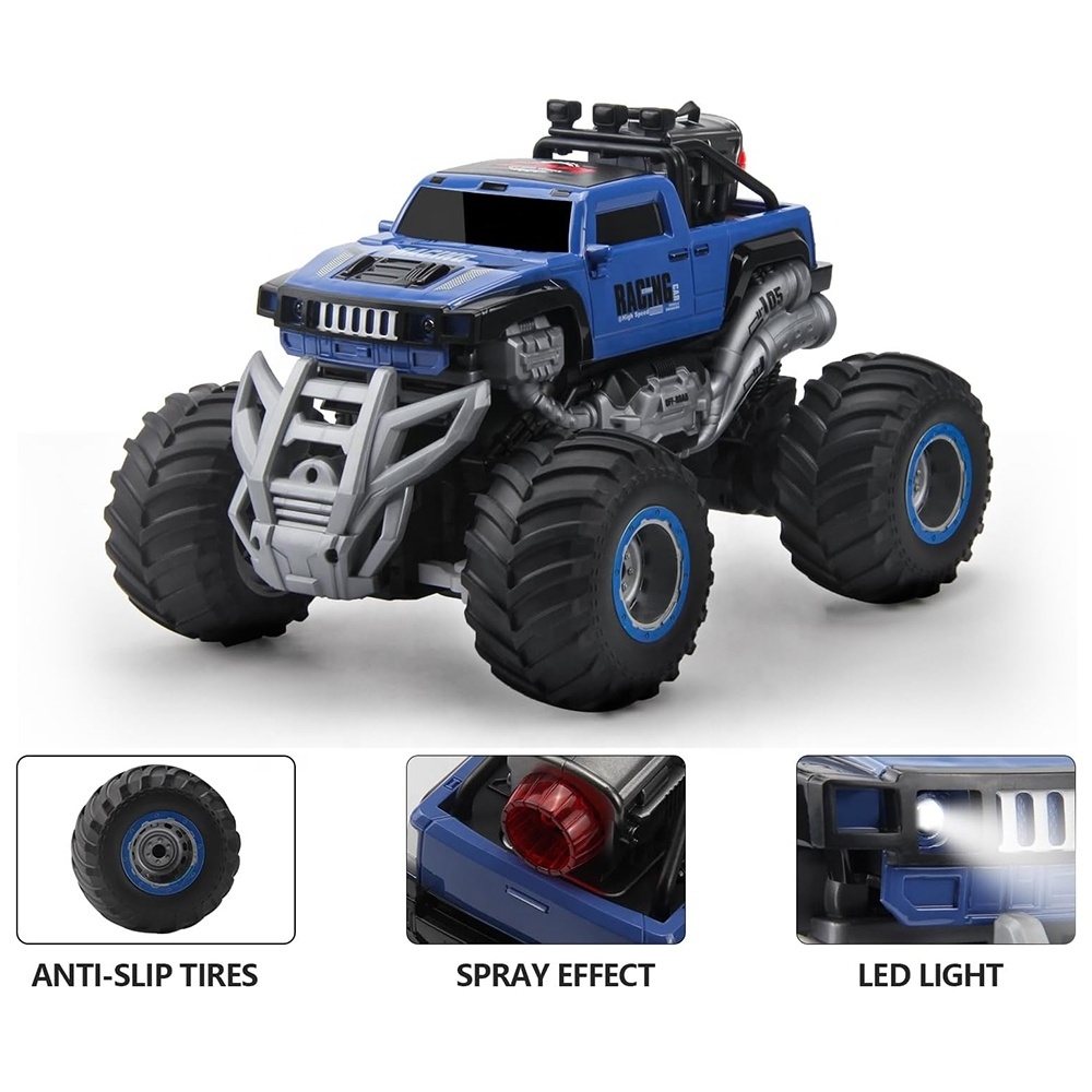 1:16 Scale RC Car Truck Electric Climbing Remote Control Car Cross-Country Monster Truck with Spray Mist Music LED Lights