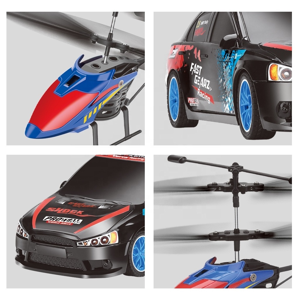 Kids Rally Racing Play Set Street Drift Chasing Game 2CH Remote Control Helicopter and Full Function RC Racing Car