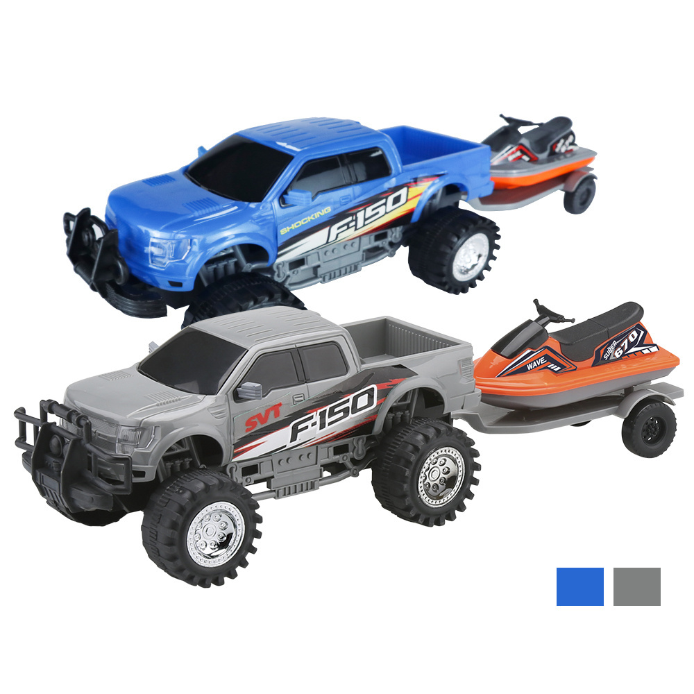 1/24 Official Licensed Friction Wheels Power  Ford F150 Raptor Vehicle Kids Model Tow Off Road Toy Car Towing Motorboat Truck