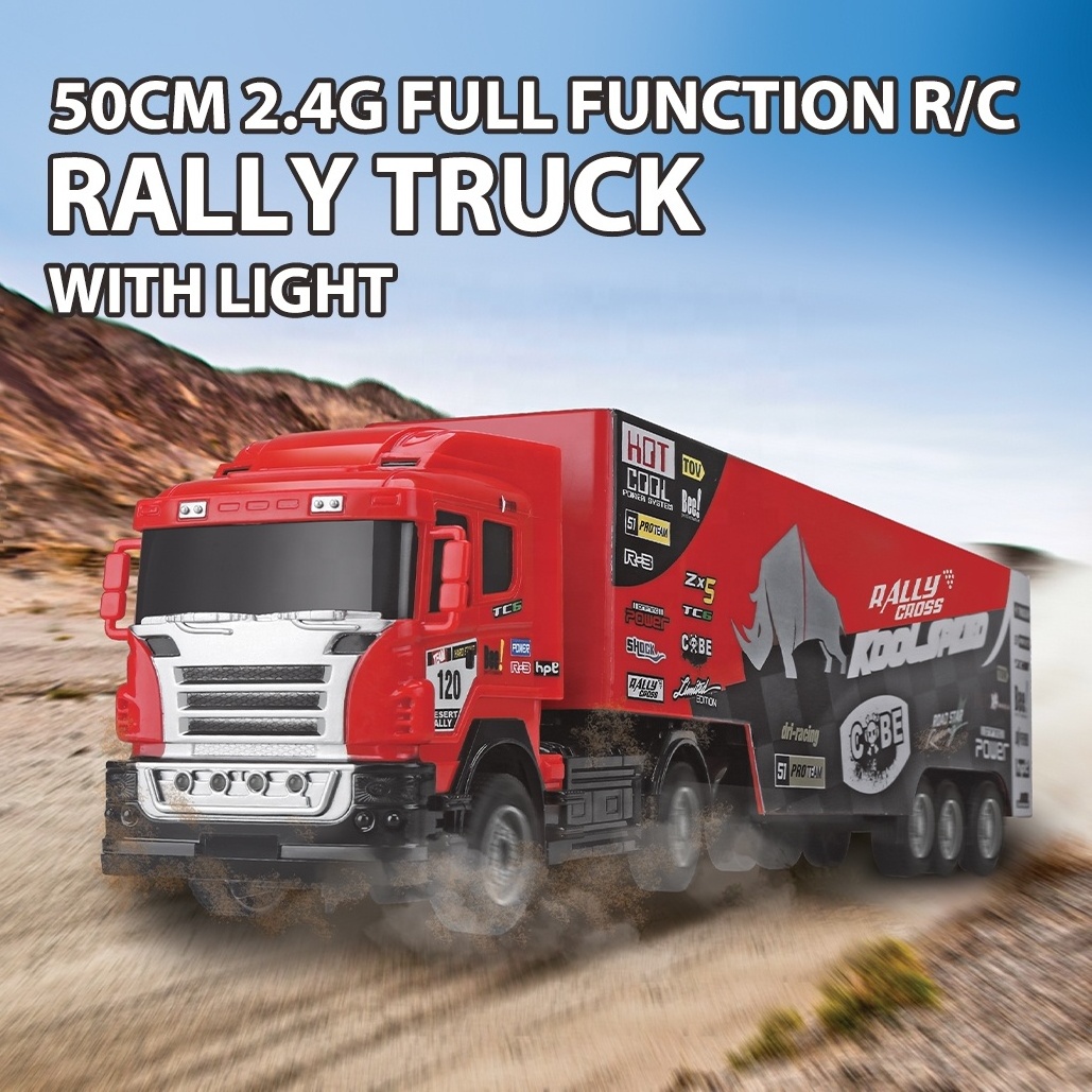 50CM 2.4Ghz RC Container Truck Full Function Remote Control Rally Truck with Light Large Truck Vehicle Toy for Kids