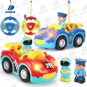 Remote Control Cartoon Race Car Toys for Kids 2 Channels RC Racing Car with Removable Driver Figurines Small Toy Car MinI